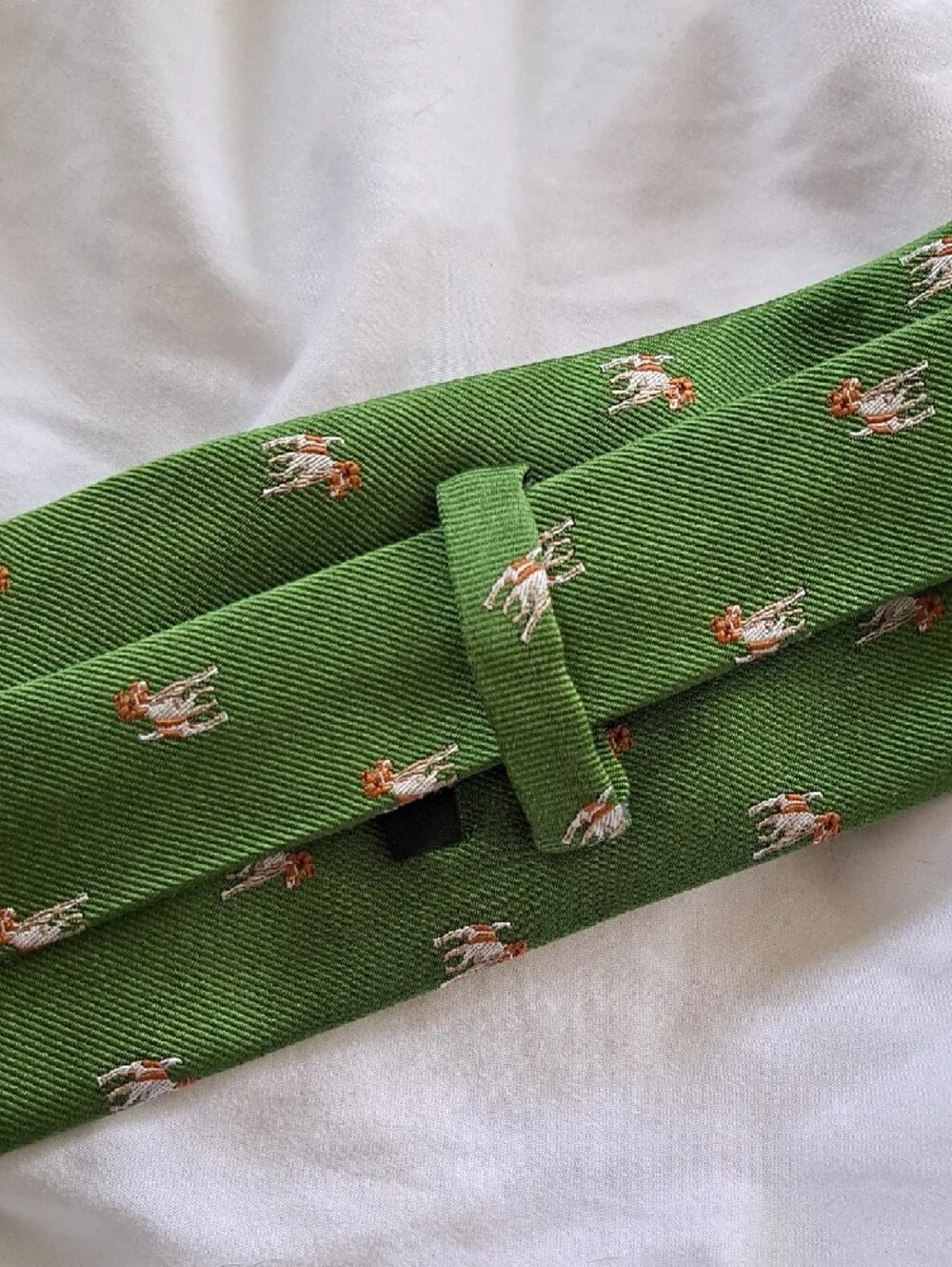 J. Crew 100% Silk‎ Tie with Embroidered Terrier Dog Motif